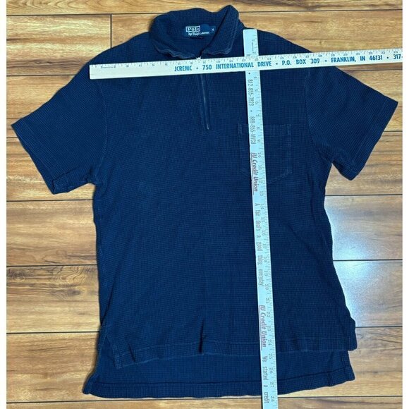 Polo By Ralph Lauren Mens Navy Blue Half-Zip Textured Knit Short Sleeve Shirt M - Picture 1 of 7